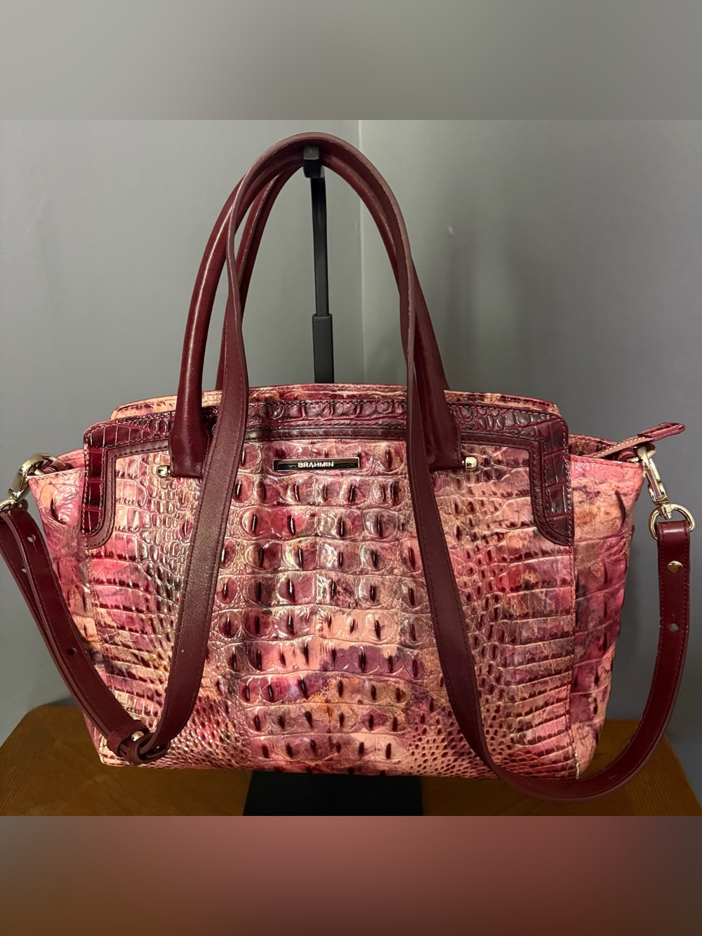 Brahmin Nadia Satchel in Freesia Edinburgh colorway with Dustbag